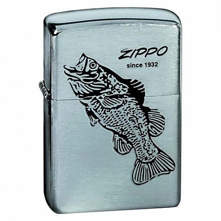 Зажигалка Zippo 200 Black Bass silver