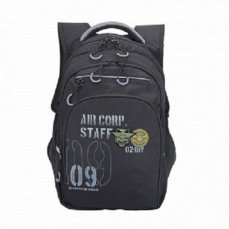 На картинке изображен Рюкзак школьный GRIZZLY RB-050-2 /3 black/grey Рюкзак школьный GRIZZLY RB-050-2 /3 black/grey