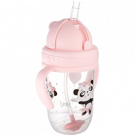 Поильник непроливающий Canpol babies Exotic Animals с трубочкой и утяжелителем 270 мл 6+ (56/606_pin) pink