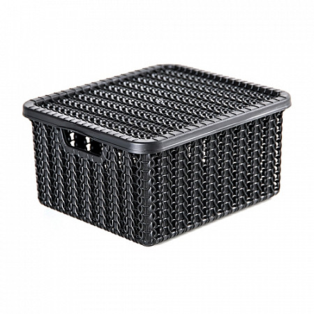 Ящик для хранения с крышкой Idea Вязание 85х148х170мм black М2368