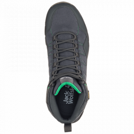 На картинке изображен Ботинки мужские Jack Wolfskin Maze Texapore Mid M dark steel / green Ботинки мужские Jack Wolfskin Maze Texapore Mid M dark steel / green