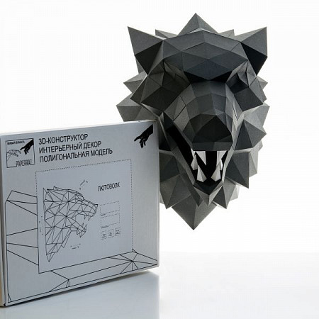3D-конструктор PAPERRAZ Трофейная голова "Лютоволк" Black