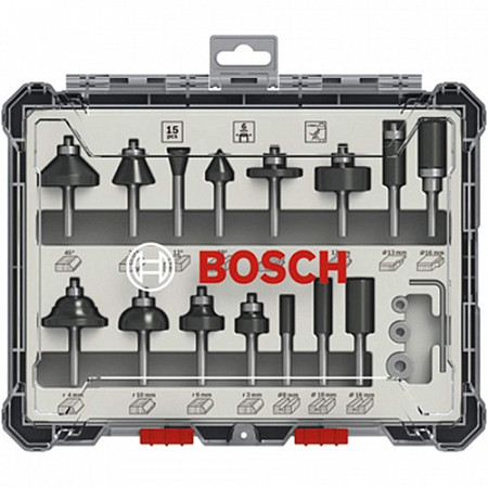 Набор фрез смешанный Bosch 6 мм 15шт 2607017471