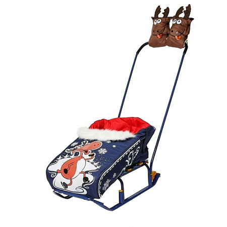 Комплект для санок RT Новогодний олень (матрасик+варежки) blue