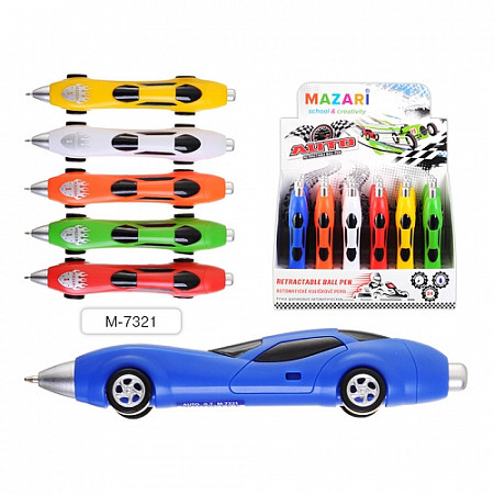 На картинке изображен Авторучка шариковая Mazari Auto М-7321 blue Авторучка шариковая Mazari Auto М-7321 blue