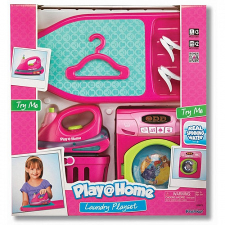 Игрушка Keenway Игровой набор "Прачечная" (стиральная машинка гладильная доска утюг корзина для белья) 21671