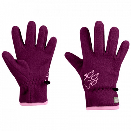 На картинке изображен Перчатки детские Jack Wolfskin Baksmalla Fleece Glove Kids dark orchid Перчатки детские Jack Wolfskin Baksmalla Fleece Glove Kids dark orchid