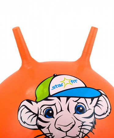 Мяч-попрыгун, для фитнеса (фитбол) Starfit Тигренок с рожками GB-402 55 см orange