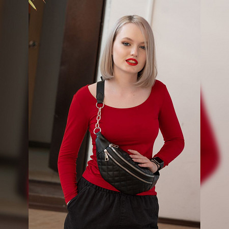 Поясная сумка женская Ors Oro OPS-0159 black