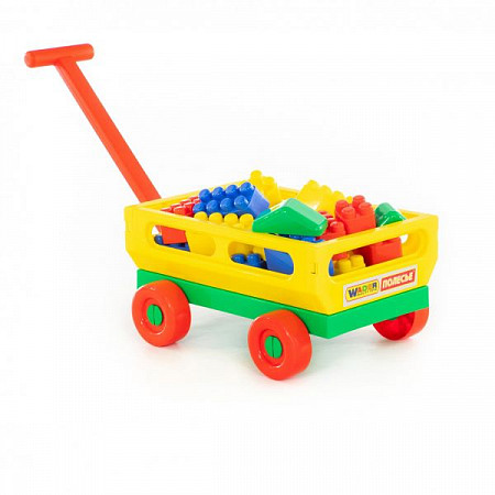 Игровой набор Полесье Тележка с ручкой №2 и Конструктор Беби 34 элемента 46871