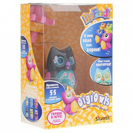 Игрушка Digifriends Сова с кольцом, черная с розовыми крыльями 88285-8