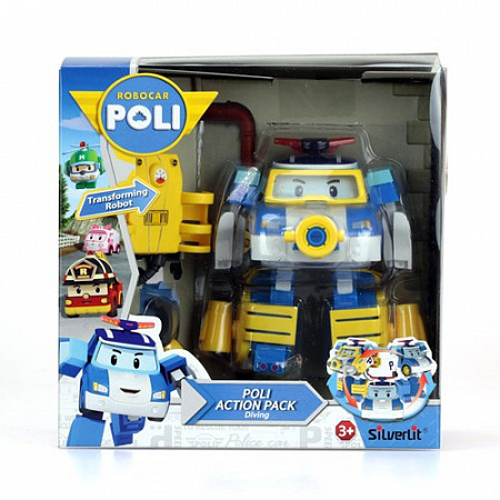 Трансформер Robocar Poli Поли 10 см + костюм водолаза 83310