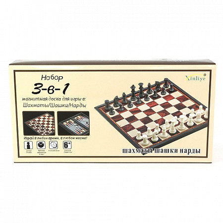 Набор 3 В 1 Favorit Шашки, шахматы, нарды 37710