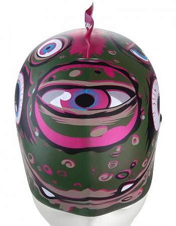 Шапочка для бассейна (плавания) детская Mad Wave Silicone Printed Junior with fin Monstra green/pink