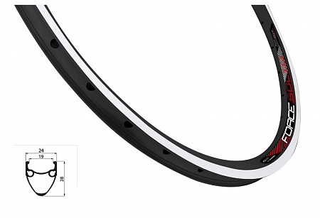 На картинке изображен Обод Force Solid 622x19 28" 702326 black Обод Force Solid 622x19 28" 702326 black