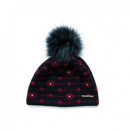 На картинке изображен Шапка женская SportCool 139/1 Black/Bordo Шапка женская SportCool 139/1 Black/Bordo