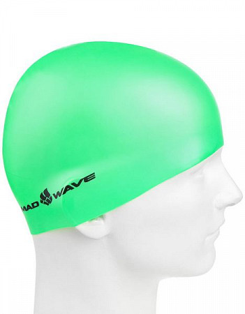 Шапочка для бассейна (плавания) взрослая Mad Wave Neon Silicone Solid green