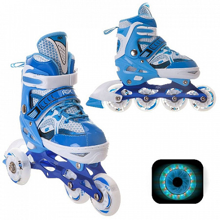 Раздвижные роликовые коньки RGX Sonic Blue (светящиеся колеса)