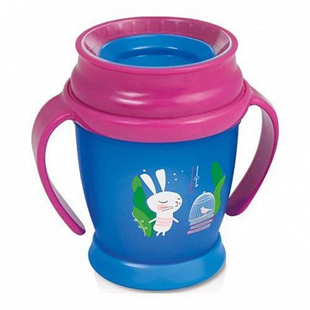 Поильник-непроливайка Lovi 360° Follow the Rabbit 210мл 9м+ 1/524new Blue/Bordo