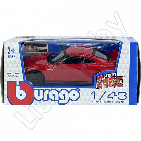 Машинка Bburago 1:43 2017 Nissan GT-R R35 (18-30000/18-30207) red