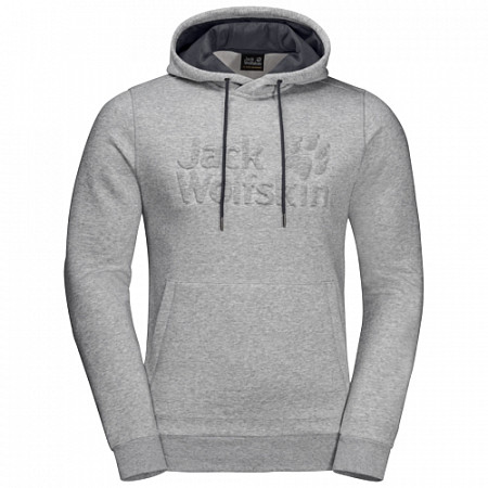 Толстовка с капюшоном мужская Jack Wolfskin Logo Hoody M light grey
