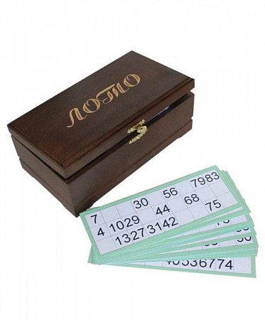 На картинке изображен Лото бочонок деревянный в деревянной шкатулке тонированный Лото бочонок деревянный в деревянной шкатулке тонированный