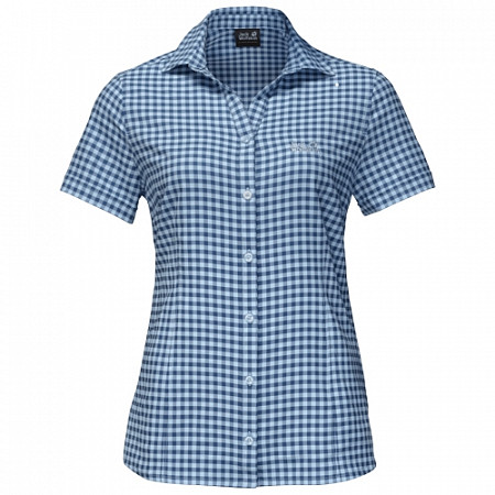 На картинке изображен Рубашка женская Jack Wolfskin Kepler Shirt Women ocean wave checks Рубашка женская Jack Wolfskin Kepler Shirt Women ocean wave checks