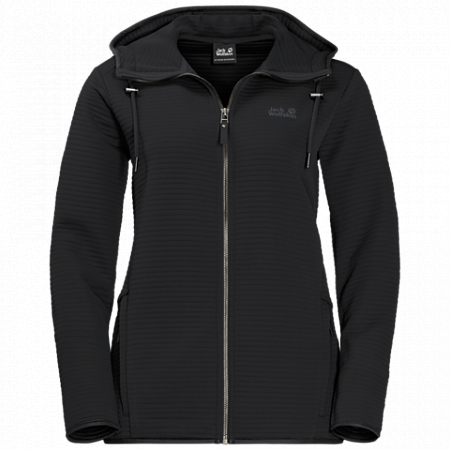 На картинке изображен Джемпер женский Jack Wolfskin Modesto Hooded Jkt Women black Джемпер женский Jack Wolfskin Modesto Hooded Jkt Women black