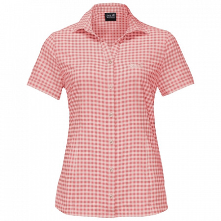 На картинке изображен Рубашка женская Jack Wolfskin Kepler Shirt Women blush pink checks Рубашка женская Jack Wolfskin Kepler Shirt Women blush pink checks