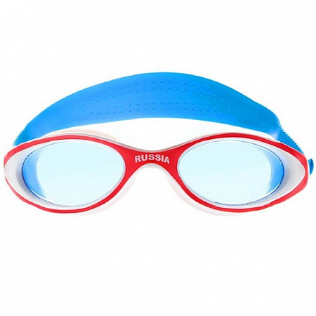 На картинке изображен Очки для плавания Mad Wave Russia blue/red/white Очки для плавания Mad Wave Russia blue/red/white