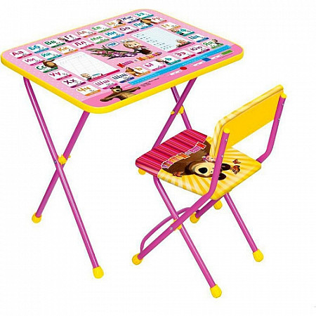 Комплект детской мебели Nika Познайка Маша и медведь азбука 3 (стол+стул) КП2/3