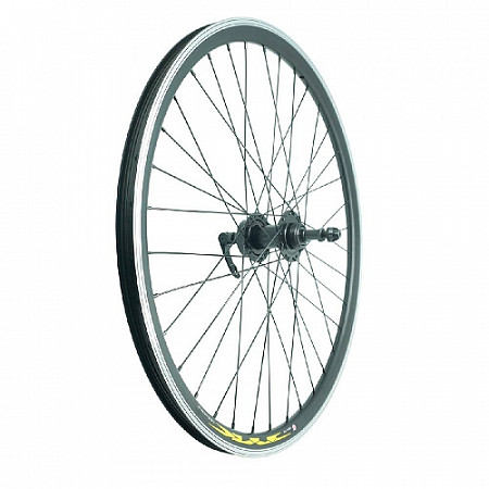 Заднее колесо 26",Full Black обод двойной black, втулка, под диск 6 отв.,с эксцентриком, black  ZVO20607