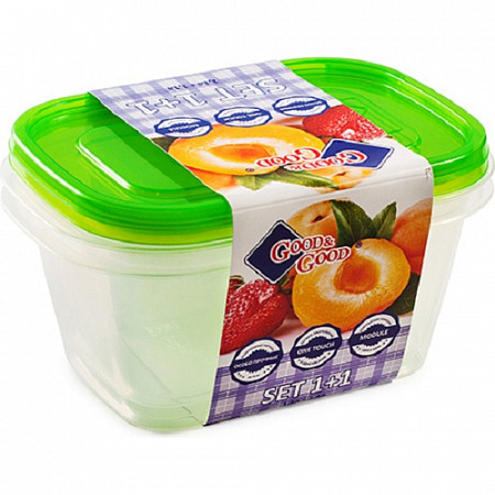 Набор прямоугольных контейнеров для пищевых продуктов One Touch Good&Good SREC3-2
