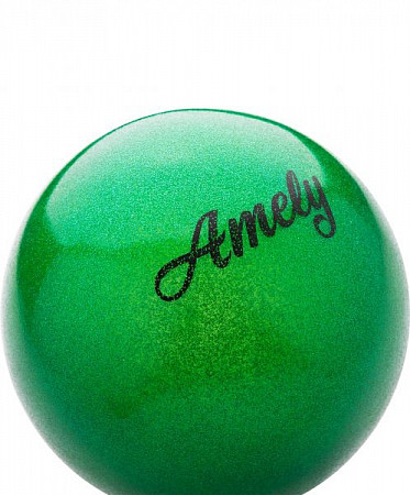 Мяч для художественной гимнастики Amely с блестками AGB-103 15 см green