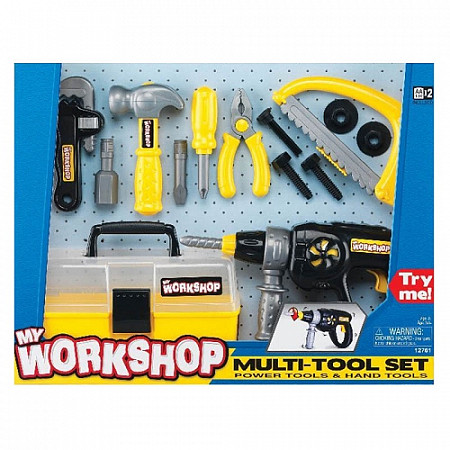 Игровой набор Keenway инструментов (электродрель, ящик для инструментов, плоскогубцы, винты, отвертка, ножевка) , 12761