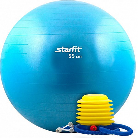 Мяч гимнастический, для фитнеса (фитбол) с насосом Starfit GB-102 55 см blue, антивзрыв
