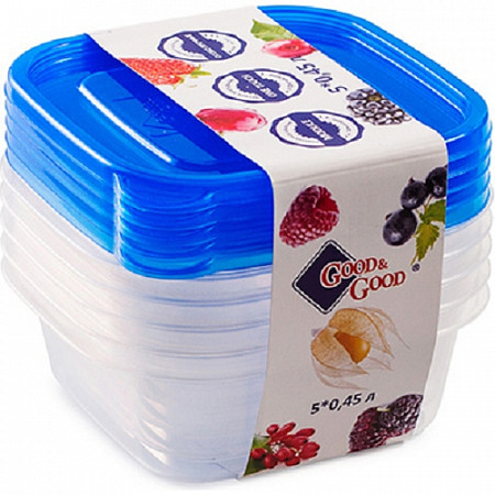Набор квадратных контейнеров для пищевых продуктов One Touch Good&Good SSQ2-5
