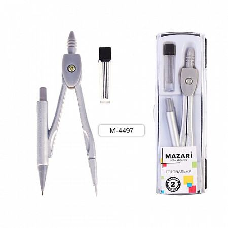 Набор чертежный Mazari циркуль и грифели в футляре М-4497