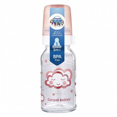 Стеклянная бутылочка для кормления Canpol babies NIGHT DREAMS с узким горлышком 120 мл., 3 мес.+ (42/102) pink