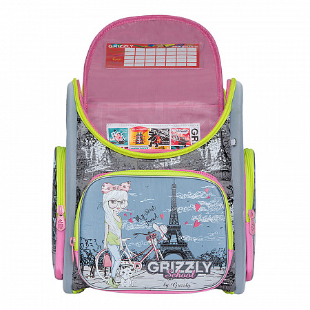 Рюкзак школьный GRIZZLY RAr-080-10 /1 light blue/pink/grey