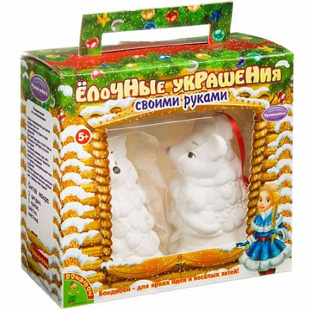 На картинке изображен Набор Для Творчества Bondibon Новогодние Украшения Мышки ВВ3435 Набор Для Творчества Bondibon Новогодние Украшения Мышки ВВ3435