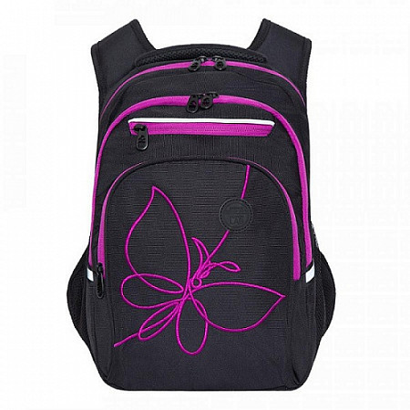 На картинке изображен Рюкзак школьный GRIZZLY RG-161-2 /3 black/violet Рюкзак школьный GRIZZLY RG-161-2 /3 black/violet