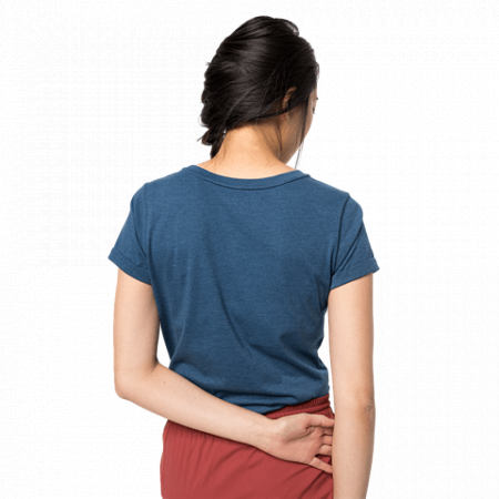 На картинке изображен Футболка женская Jack Wolfskin Tropical Square T W ocean wave Футболка женская Jack Wolfskin Tropical Square T W ocean wave