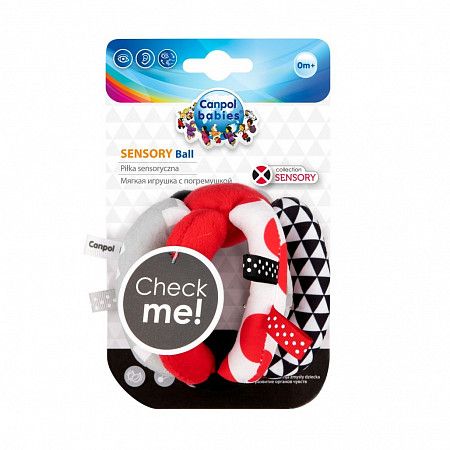 Погремушка Canpol babies Soft Contrast Ball SENSORY TOYS с погремушкой 0м+ (68/082) red/black/white