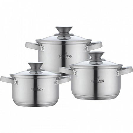 На картинке изображен Набор кастрюль Bohmann BH-0516 Набор кастрюль Bohmann BH-0516
