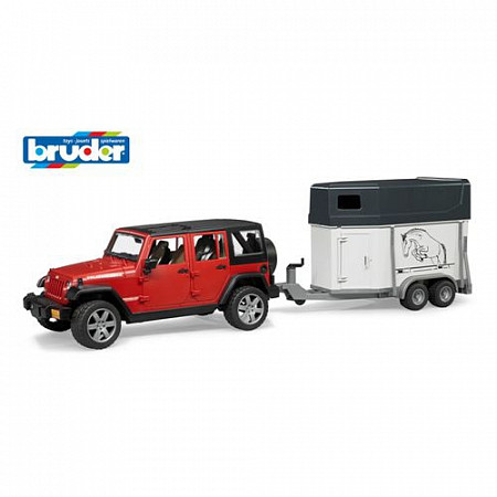 Игрушка Bruder Внедорожник Jeep Wrangler Unlimited Rubicon c прицепом-коневозкой 02-926