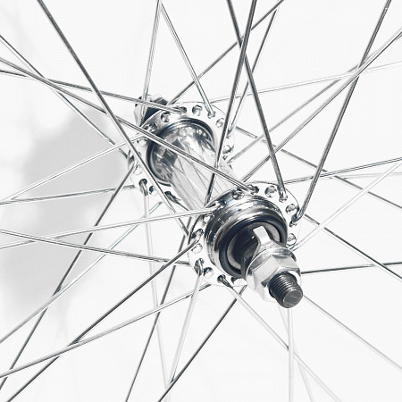 Переднее колесо 24" обод одинарный, втулка, на гайках, silver ZVK00022