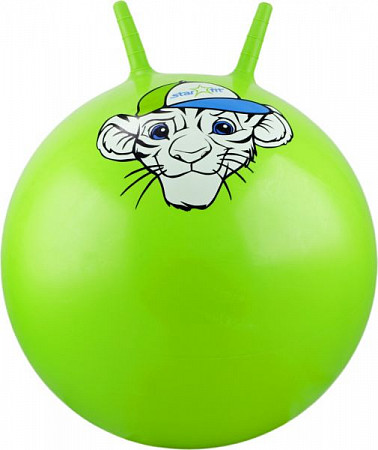 Мяч-попрыгун, для фитнеса (фитбол) Starfit Тигренок с рожками GB-402 55 см green