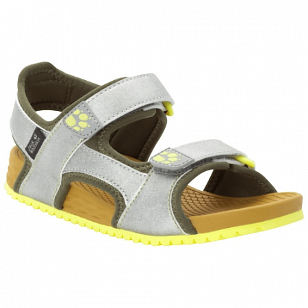 На картинке изображен Сандалии детские Jack Wolfskin Outfresh Deluxe Sandal K silver / khaki Сандалии детские Jack Wolfskin Outfresh Deluxe Sandal K silver / khaki