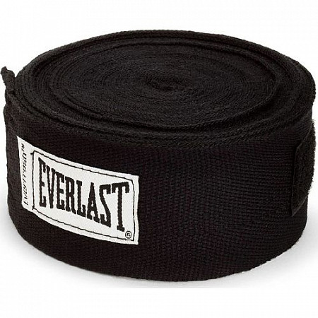 На картинке изображен Бинт боксерский Everlast 2,5 м 4463BKBlack Бинт боксерский Everlast 2,5 м 4463BKBlack